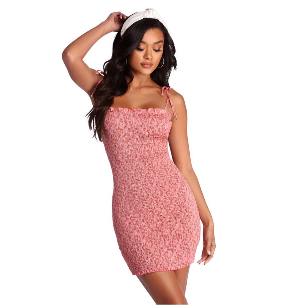 New Pink smocked mini dress